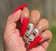 Mood Change Cherry Red with Rhinestone Crystals| Bling Nails |Long Square Nails | Luxury Press On Nails