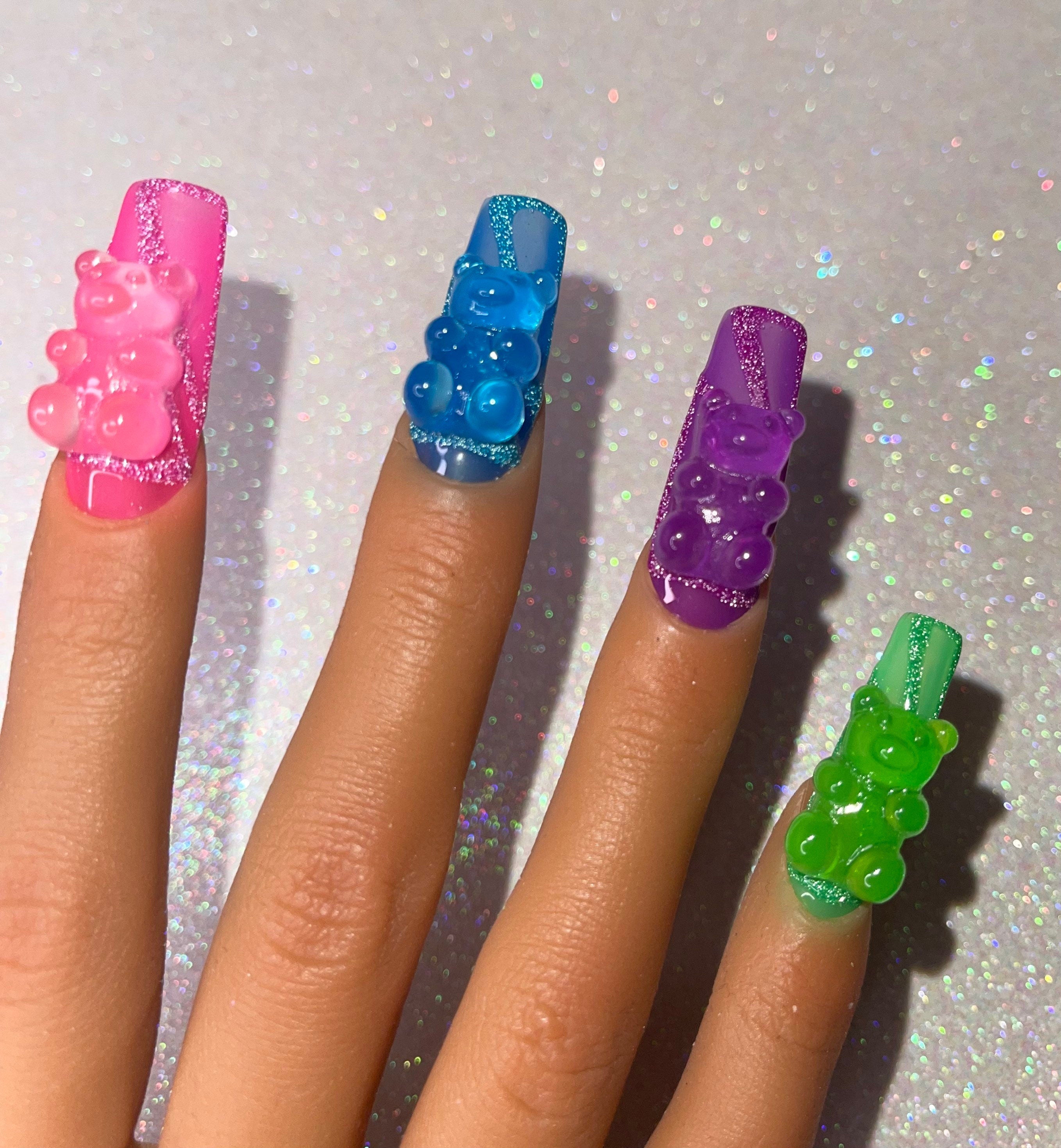 3D Gummy Bear Press On Nails – Shaye Glam Nails