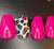 Magenta with Colorful Leopard Print Press On Nail Enhancement | Glue On Nails | Abstract Fake Nails | Gel X Nails